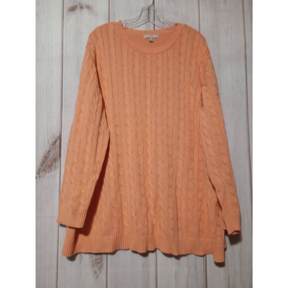 Woman Within Sweater Ladies‎ 3x Coral Cable Knit Crew Neck - Picture 1 of 6